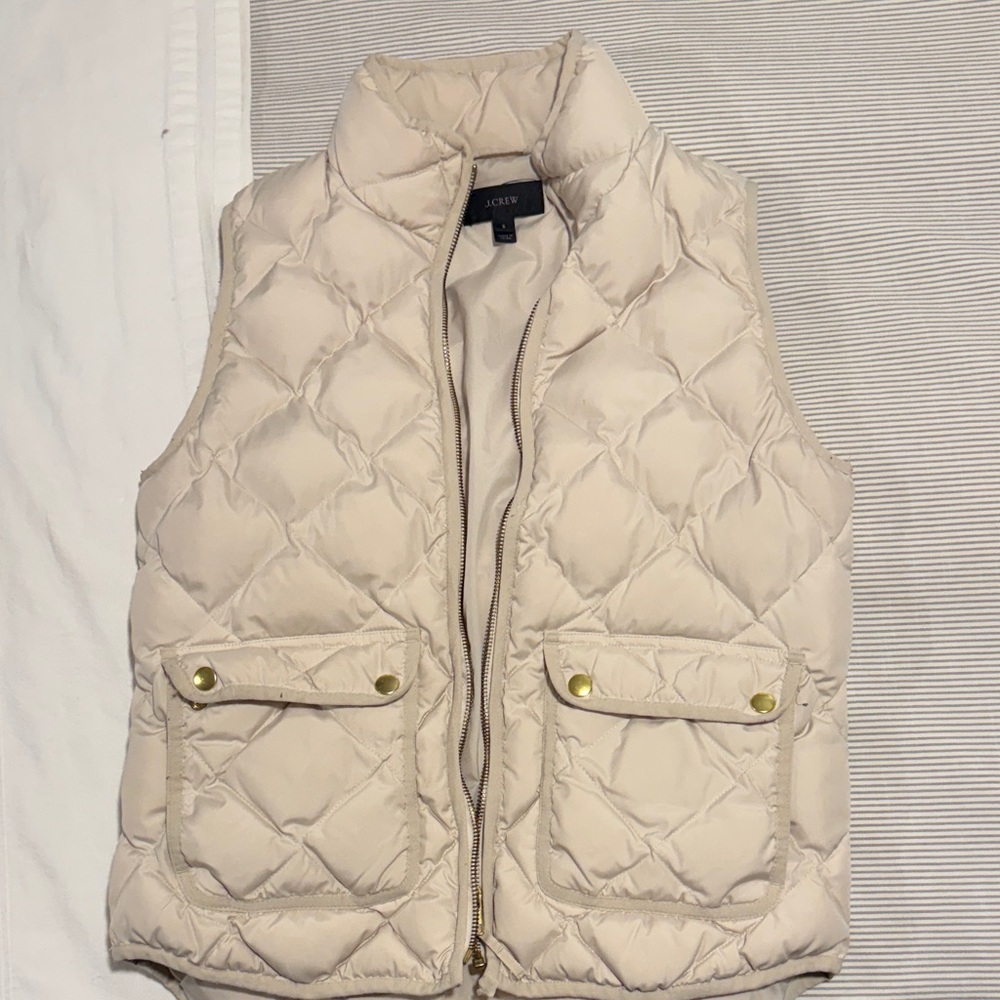 J. Crew Cream Quilted Vest Size Small